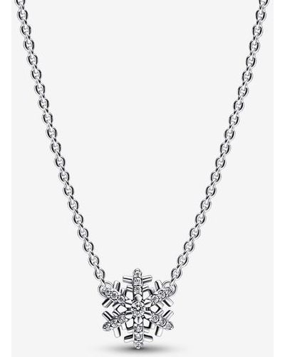PANDORA Sparkling Snowflake Pendant Necklace - Blauw