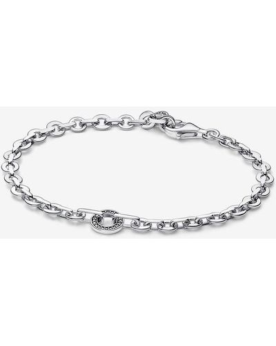 PANDORA Signature Tweekleurige I-d Pavé Bangle - Metallic