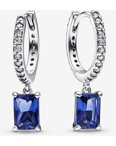 PANDORA Blue Rectangular Sparkling Hoop Earrings