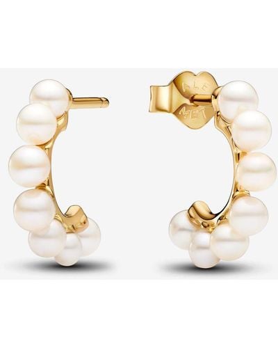 PANDORA Treated Freshwater Cultured Pearls Open Hoop Earrings - Metallic