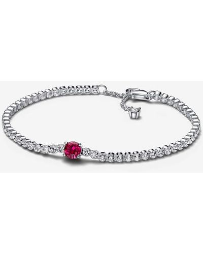 PANDORA Red Sparkling Round Pavé Tennis Bracelet - Metallic