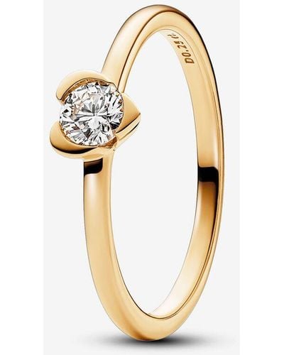 PANDORA Talisman 14k Gold Lab-grown Diamond Heart Ring - Metallic