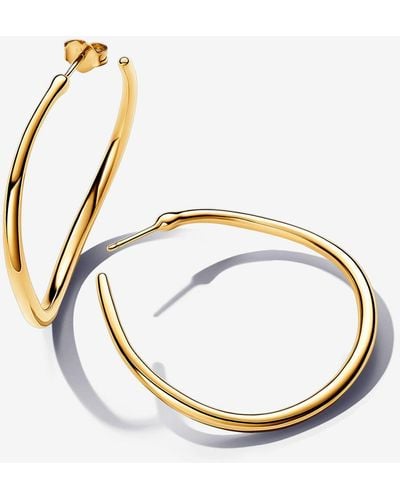 PANDORA Organically Shaped 42 Mm Open Hoop Earrings - Metallic