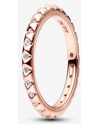 PANDORA ME Pyramiden Ring aus Sterling Silber mit 14 Karat rosévergoldete Metalllegierung - Pink