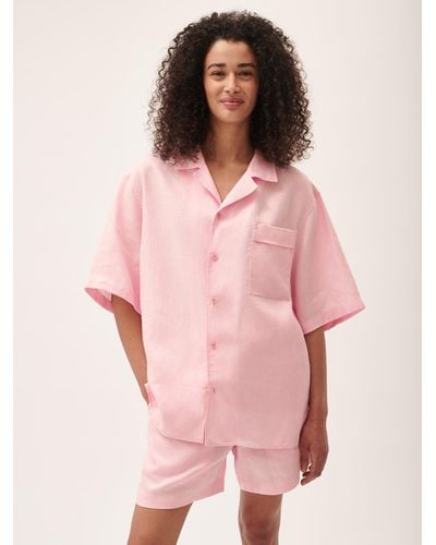 PANGAIA Dna Aloe Linen Camp Collar Shirt - Pink