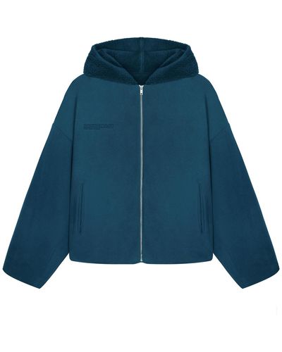 PANGAIA Recycled Wool Fleece Reversible Bomber Jacket - Blue