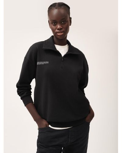PANGAIA Double Jersey Half Zip Sweater - Black