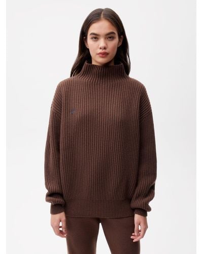 PANGAIA Recycled Cashmere Funnel Neck Sweater - Brown
