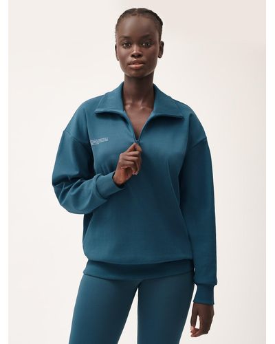 PANGAIA Double Jersey Half Zip Sweater - Blue