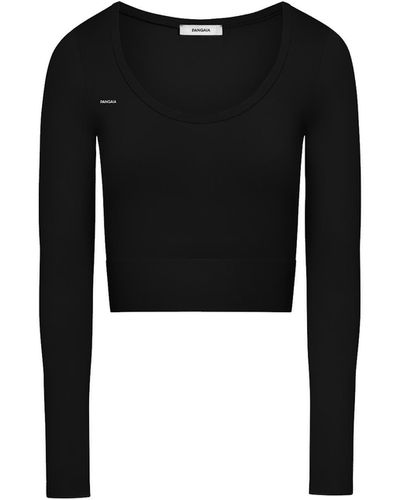 PANGAIA Plant-stretch Long Sleeve Cropped Top - Black