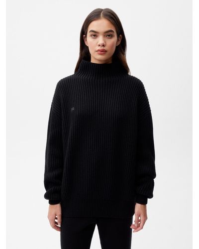 PANGAIA Recycled Cashmere Funnel Neck Sweater - Black