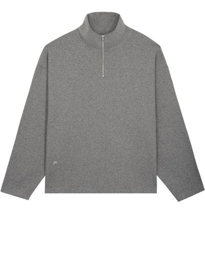 PANGAIA Men's Recycled Wool Jersey Half-zip Sweater - Gray