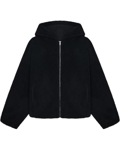 PANGAIA Recycled Wool Fleece Reversible Bomber Jacket - Black
