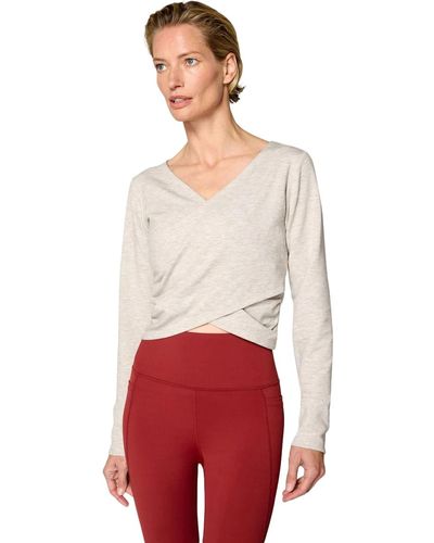 Mpg Serene Front Wrap Long Sleeve Serene Front Wrap Long Sleeve - Red
