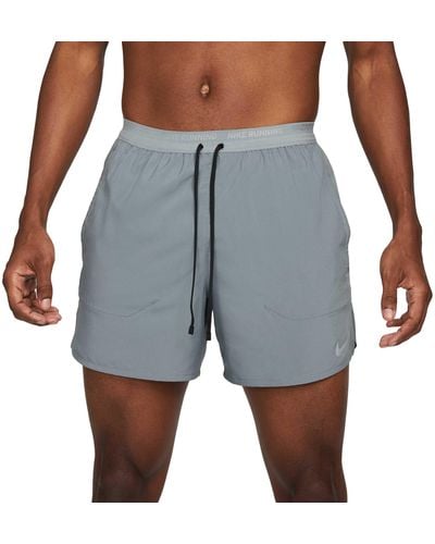 Nike Mens Dri-fit Stride 5 Inch Brief-lined Running Shorts Mens Dri-fit Stride 5 Inch Brief-lined Running Shorts - Gray