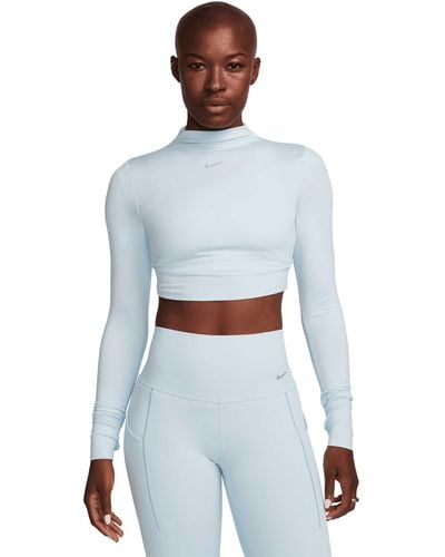 Nike Wo Dri-fit One Luxe Long Sleeve Cropped Top Wo Dri-fit One Luxe Long Sleeve Cropped Top - Blue