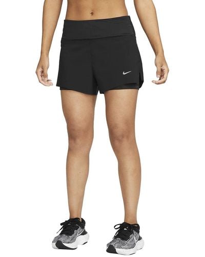Nike Dri-fit Swift Mid-rise 3" 2-in-1 Running Shorts With Pockets - Black