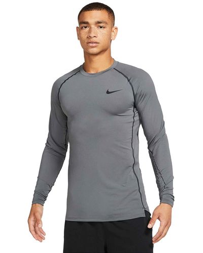 Nike Pro Dri-fit Long Sleeve Fitted Top - Gray
