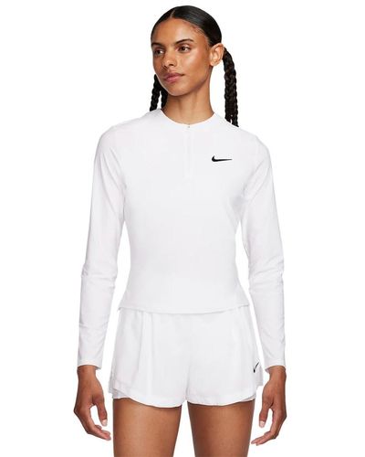 Nike Dri-fit 1/4 Zip Long Sleeve T-shirt Dri-fit 1/4 Zip Long Sleeve T-shirt - White