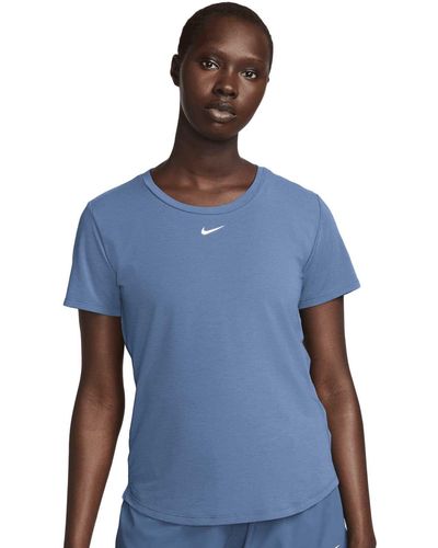 Nike Wo Dri-fit Uv One Luxe Top Wo Dri-fit Uv One Luxe Top - Blue