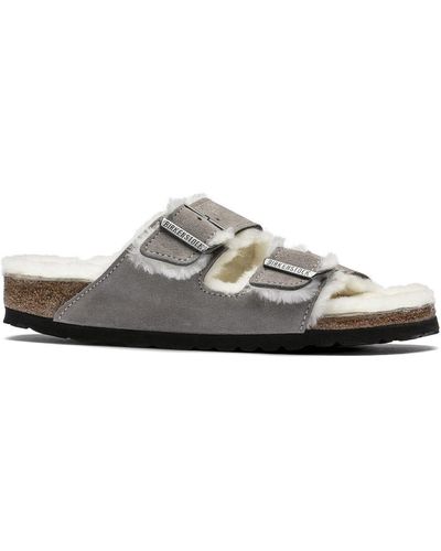 Birkenstock Arizona Suede Shearling Slide Sandal - 20908983