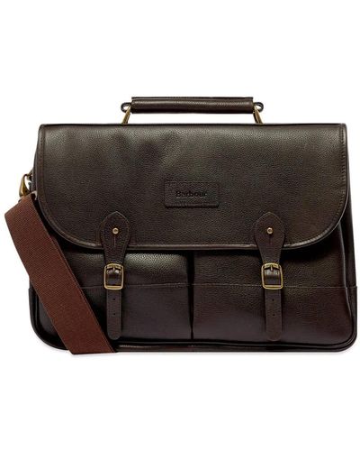 Barbour Leather Briefcase in Brown