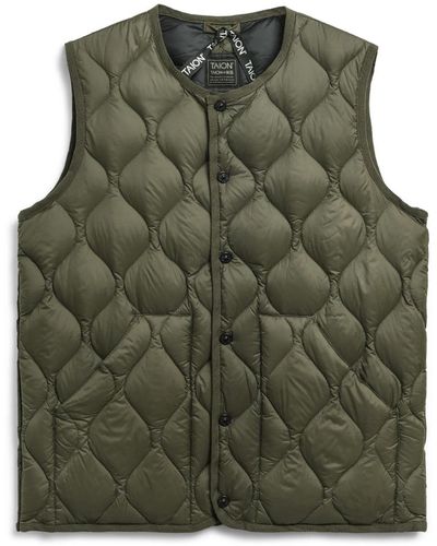 Taion Military Crew Neck Down Vest Soft Shell - Green