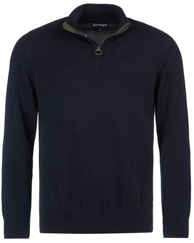 Barbour Cotton Half Zip Sweater - Blue