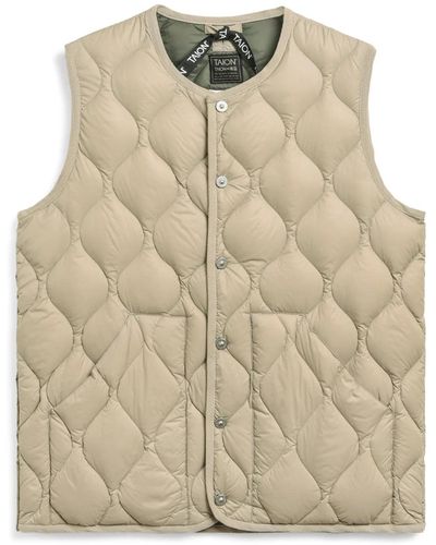 Taion Military Crew Neck Down Vest Soft Shell - Natural
