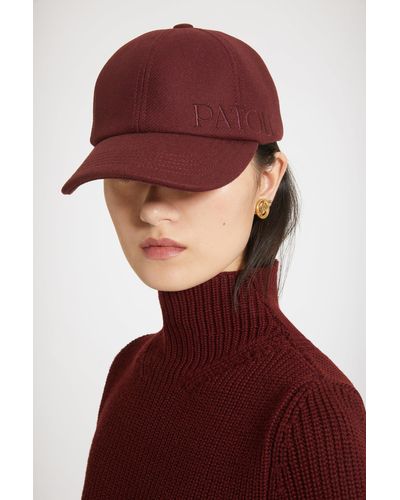 Patou Cap In Woolblend Felt Ruby Wine - Red