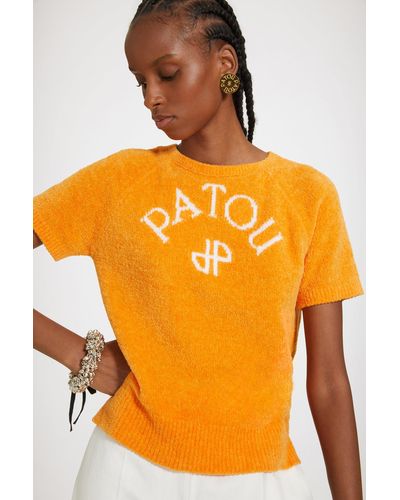 Patou Jacquard Knit Top In Organic Cotton Blend Marigold - Orange