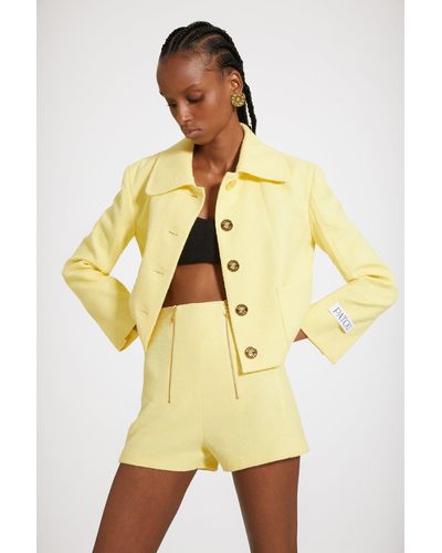 Patou Short Tailored Jacket In Cottonblend Tweed Mimosa - Yellow