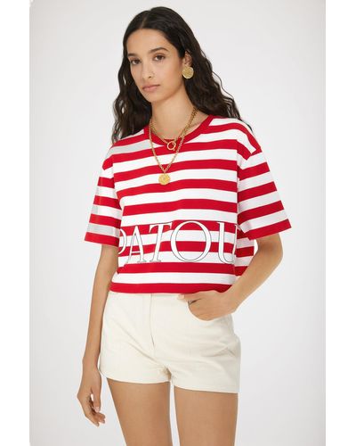 Patou Boxy Striped T-Shirt - Red