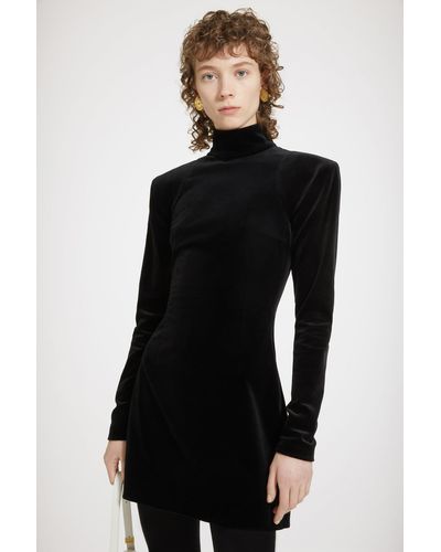 Patou High Collar Mini Dress - Black