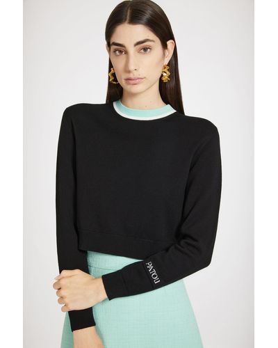 Patou Contrast Collar Sweater - Black