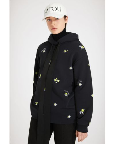 Patou Embroidered Hoodie - Black