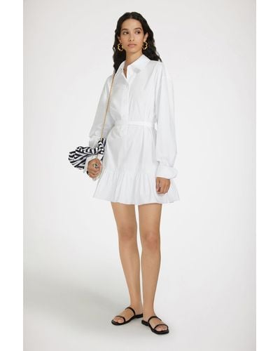 Patou Ruffle Mini Shirt Dress - White