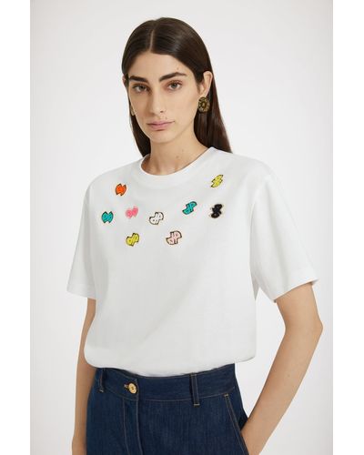 Patou T-Shirt mit JP-Verzierung aus Bio-Baumwolle - Weiß