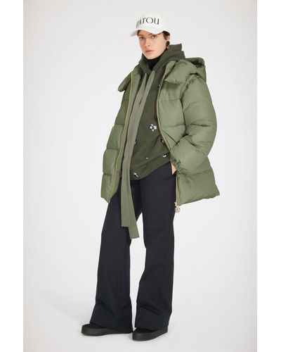 Patou Puffer Coat With Detachable Sleeves In Recycled Polyester Loden Size Xs - Green