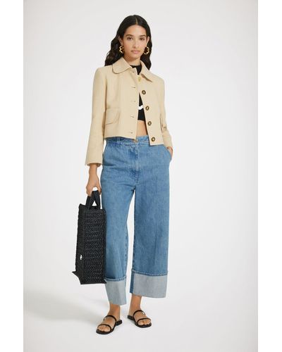 Patou Pantalon iconique à revers en denim bio - Bleu