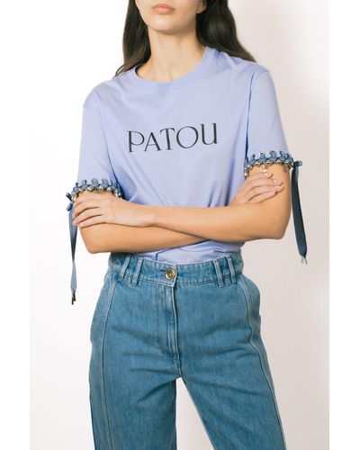 Patou Upcycling Logo-T-Shirt aus Bio-Baumwolle - Blau