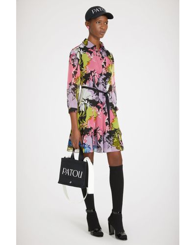 Patou Skater-Kleid in Blumenoptik aus Seidenmusselin - Mehrfarbig
