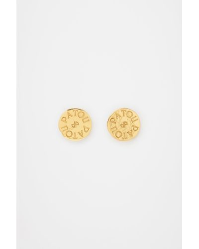 Patou Coin Clip Earrings In Gold-plated Brass - Metallic