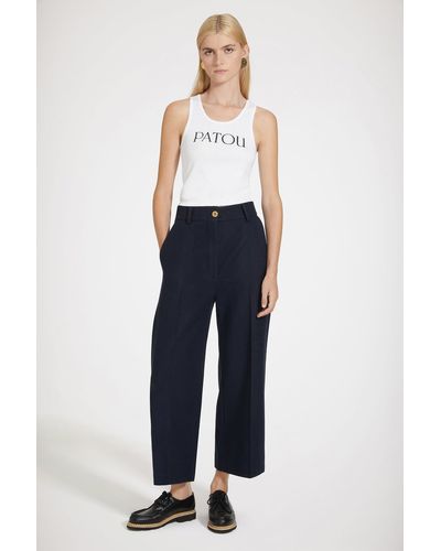 Patou Pantalon droit en laine et cachemire - Bleu