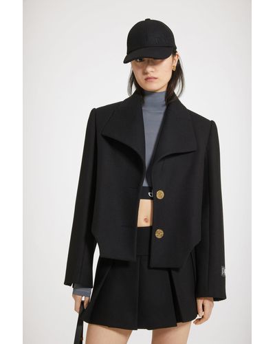 Patou Cut-out Cropped Jacket In Wool-blend Felt - Black