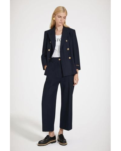 Patou Double-breasted Wool And Cashmere Jacket - Blue