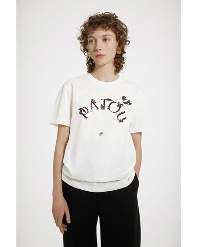 Patou Floral Curved Logo T-shirt In Organic Cotton - White