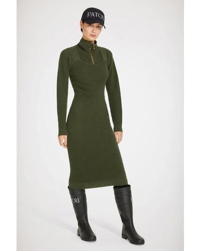 Patou Cross Back Knit Midi Dress - Green