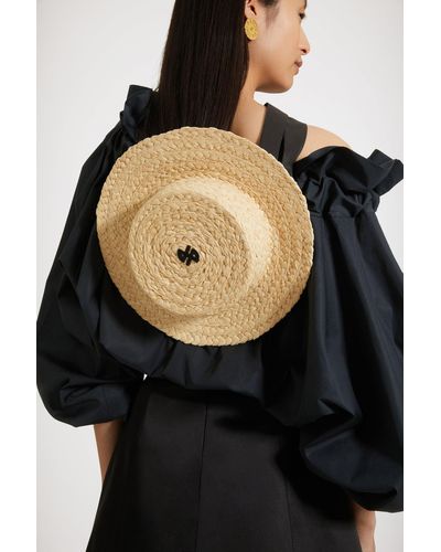 Philipp Plein stud-embellished wool boater hat - Black