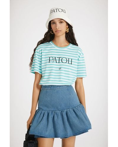 Patou コットン パトゥ ストライプtシャツ - ブルー